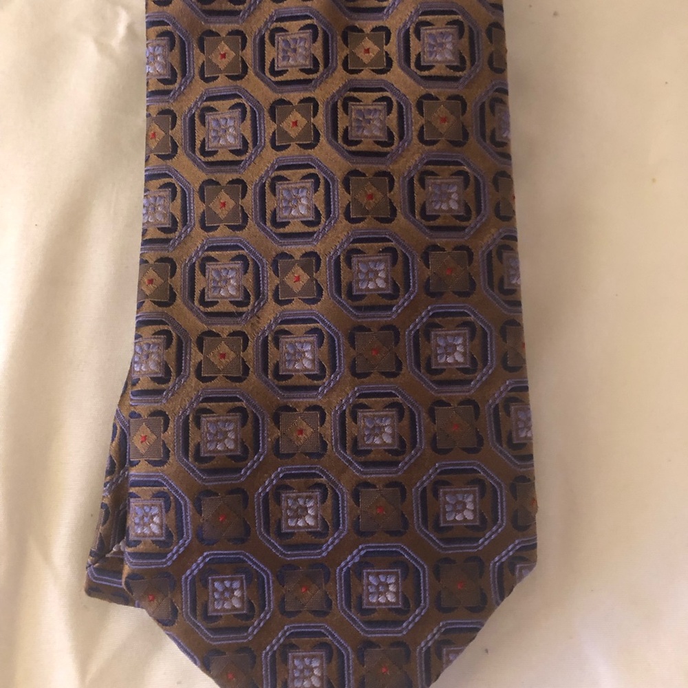XMI Classic Geometric silk  Brown & Blue Men's Tie